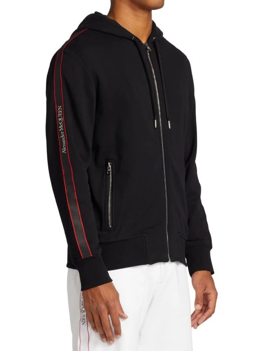 Alexander McQueen Logo Tape Zip-Up Hoodie For Men 4 Alexander McQueen Logo Tape Zip-Up Hoodie For Men - Image 4
