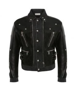 Alexander McQueen Layered Leather Biker Jacket For Men