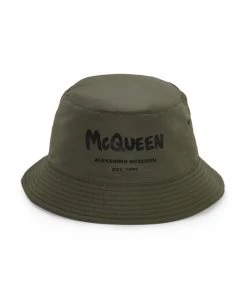 Alexander McQueen Graffiti Logo Bucket Hat For Men Black Ivory -Alexander McQueen Elegant store unnamed file 1032