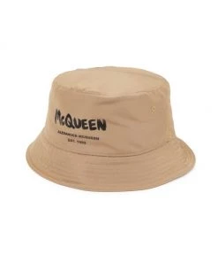 Alexander McQueen Graffiti Logo Bucket Hat For Men Black Ivory -Alexander McQueen Elegant store unnamed file 1034