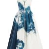 Alexander McQueen Fit & Flare Zip Sky Print Gown