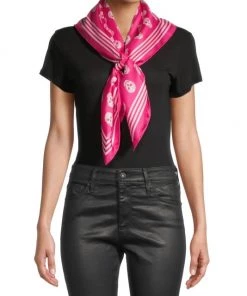 Alexander McQueen Biker Skull Silk Scarf Red White -Alexander McQueen Elegant store unnamed file 1058