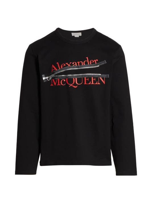 Alexander McQueen Zip Logo Graphic Long-Sleeve Shirt For Men 1 Alexander McQueen Zip Logo Graphic Long-Sleeve Shirt For Men