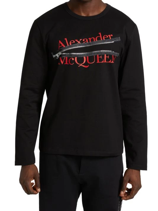 Alexander McQueen Zip Logo Graphic Long-Sleeve Shirt For Men 3 Alexander McQueen Zip Logo Graphic Long-Sleeve Shirt For Men - Image 3