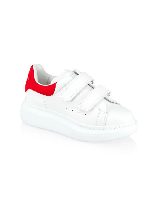 Alexander McQueen Little Kid's & Kid's Leather Oversize Sneakers For Kids Ivory Blue 1 Alexander McQueen Little Kid's & Kid's Leather Oversize Sneakers For Kids Ivory Blue