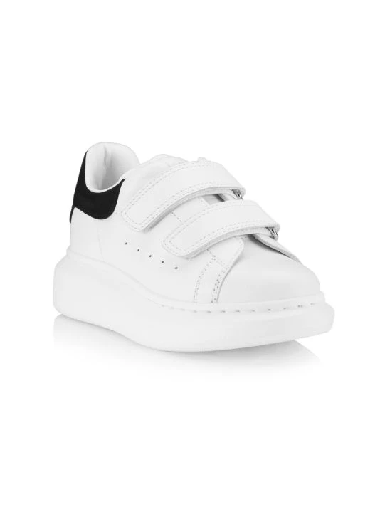 Alexander McQueen Little Kid's & Kid's Leather Oversize Sneakers For Kids Ivory Blue 4 Alexander McQueen Little Kid's & Kid's Leather Oversize Sneakers For Kids Ivory Blue - Image 4