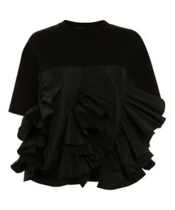 Alexander McQueen Contrast Ruffle Hem T-Shirt Optical White -Alexander McQueen Elegant store unnamed file 1128