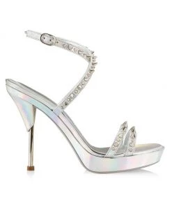 Alexander McQueen Punk Stud Metallic Leather Ankle-Strap Sandals