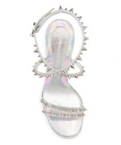 Alexander McQueen Punk Stud Metallic Leather Ankle-Strap Sandals -Alexander McQueen Elegant store unnamed file 1143