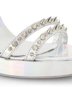 Alexander McQueen Punk Stud Metallic Leather Ankle-Strap Sandals -Alexander McQueen Elegant store unnamed file 1144