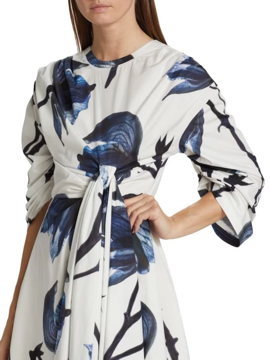 Alexander McQueen Floral Rolled-Sleeve Midi-Dress 6 Alexander McQueen Floral Rolled-Sleeve Midi-Dress - Image 6