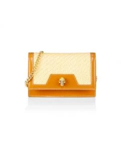 Alexander McQueen Raffia Skull Shoulder Bag