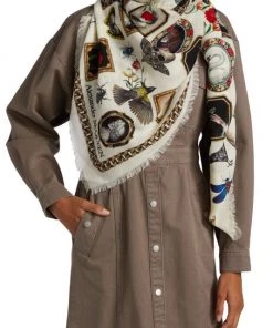 Alexander McQueen Curiosities Wool Shawl Black Beige -Alexander McQueen Elegant store unnamed file 117