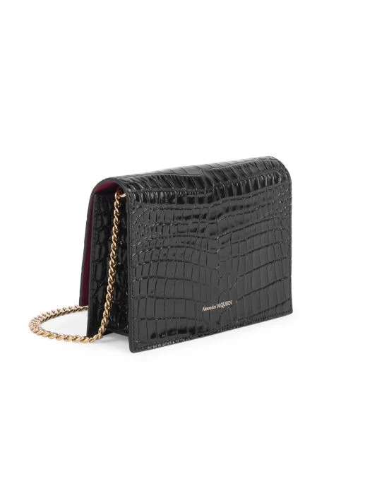 Alexander McQueen Croc-Embossed Leather Shoulder Bag 4 Alexander McQueen Croc-Embossed Leather Shoulder Bag - Image 4