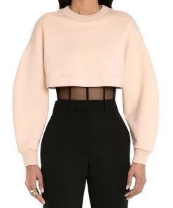 Alexander McQueen Cotton Cropped Sweatshirt -Alexander McQueen Elegant store unnamed file 1190