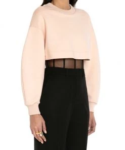 Alexander McQueen Cotton Cropped Sweatshirt -Alexander McQueen Elegant store unnamed file 1191