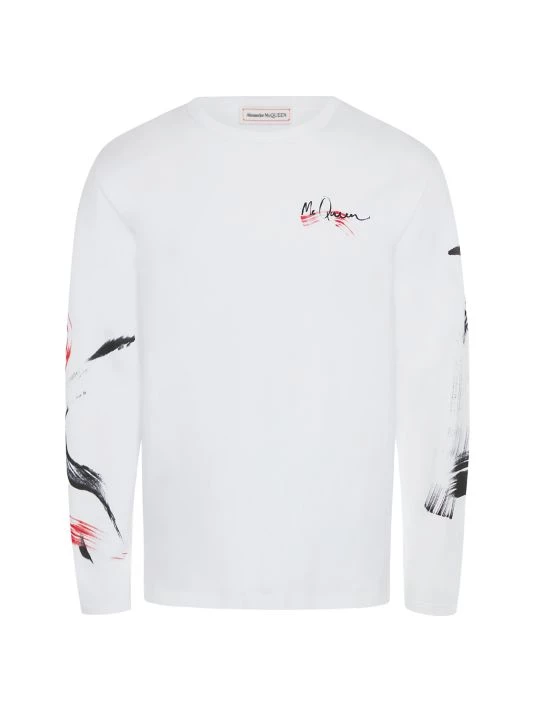 Alexander McQueen Brushstroke Long-Sleeve T-Shirt For Men 1 Alexander McQueen Brushstroke Long-Sleeve T-Shirt For Men