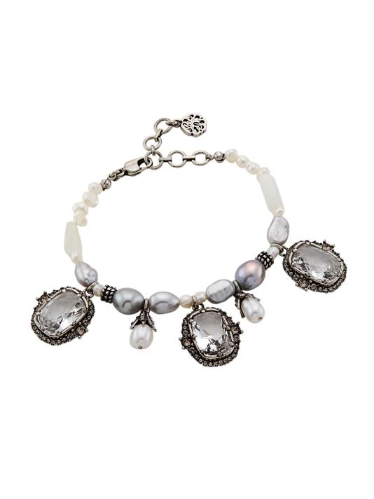 Alexander McQueen Crystal & Faux Pearl Charm Bracelet 1 Alexander McQueen Crystal & Faux Pearl Charm Bracelet