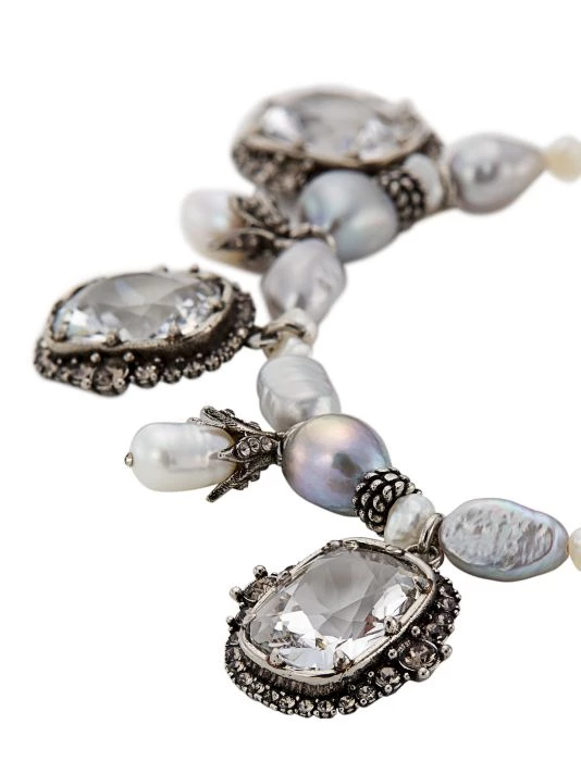 Alexander McQueen Crystal & Faux Pearl Charm Bracelet 4 Alexander McQueen Crystal & Faux Pearl Charm Bracelet - Image 4