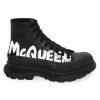 Alexander McQueen Graffiti Tread Slick Leather Boots For Men Black White