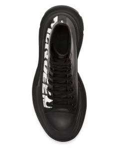 Alexander McQueen Graffiti Tread Slick Leather Boots For Men Black White -Alexander McQueen Elegant store unnamed file 1231