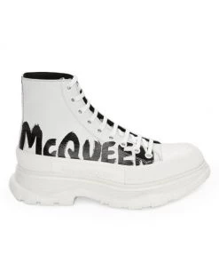 Alexander McQueen Graffiti Tread Slick Leather Boots For Men Black White -Alexander McQueen Elegant store unnamed file 1234