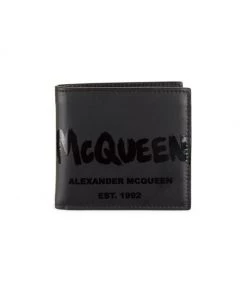 Alexander McQueen Elegant store 14 Alexander McQueen Grafitti Logo Leather Bi-Fold Wallet For Men