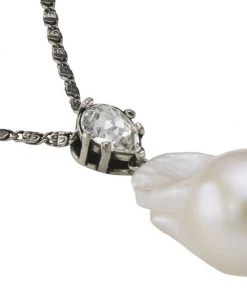 Alexander McQueen Silvertone, 30MM Baroque Pearl, & Crystal Pendant Necklace -Alexander McQueen Elegant store unnamed file 1276