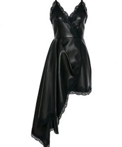 Alexander McQueen Lambskin Drape Midi-Dress