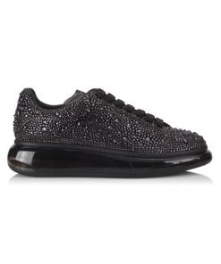 Alexander McQueen Rhinestone Platform Low-Top Leather Sneakers For Men