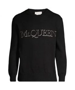 Alexander McQueen Knit Logo Sweater For Men Ivory Black -Alexander McQueen Elegant store unnamed file 132