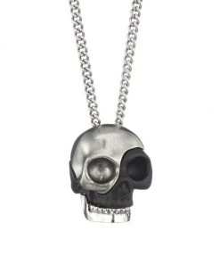Alexander McQueen Silvertone Divided Skull Pendant Necklace For Men