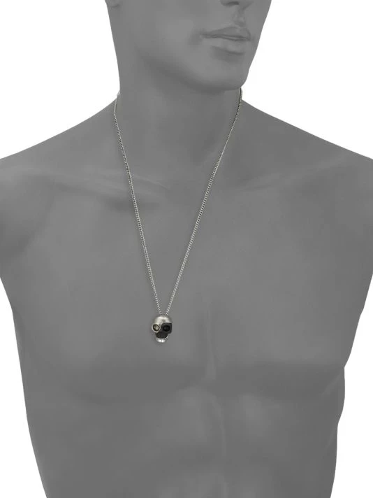Alexander McQueen Silvertone Divided Skull Pendant Necklace For Men 2 Alexander McQueen Silvertone Divided Skull Pendant Necklace For Men - Image 2