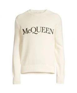 Alexander McQueen Knit Logo Sweater For Men Ivory Black -Alexander McQueen Elegant store unnamed file 133