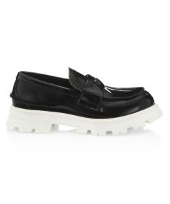 Alexander McQueen Leather Lug Sole Penny Loafers For Men