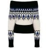 Alexander McQueen Intarsia-Knit Off-The-Shoulder Sweater