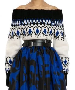 Alexander McQueen Intarsia-Knit Off-The-Shoulder Sweater -Alexander McQueen Elegant store unnamed file 1347