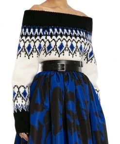 Alexander McQueen Intarsia-Knit Off-The-Shoulder Sweater -Alexander McQueen Elegant store unnamed file 1348