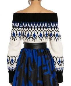 Alexander McQueen Intarsia-Knit Off-The-Shoulder Sweater -Alexander McQueen Elegant store unnamed file 1349
