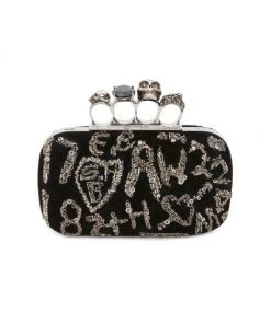 Alexander McQueen Four-Ring Sequin Box Clutch