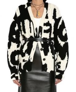 Alexander McQueen Oversized Graffiti Wool Cardigan -Alexander McQueen Elegant store unnamed file 1393