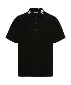 Alexander McQueen Graffiti Logo Collar Polo Shirt For Men