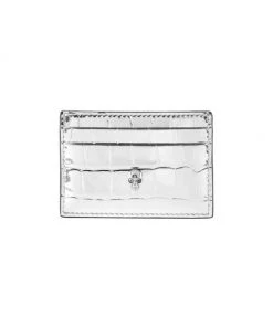 Alexander McQueen Skull Croc-Embossed Leather Card Holder