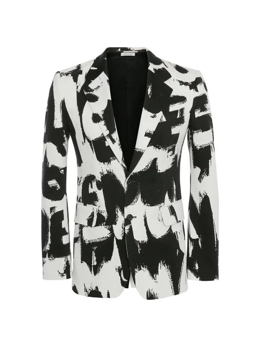 Alexander McQueen Exploded Graffiti Tailored Jacket For Men 1 Alexander McQueen Exploded Graffiti Tailored Jacket For Men