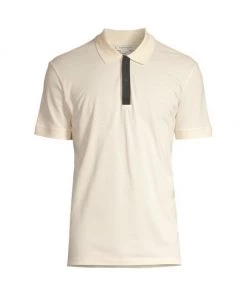 Alexander McQueen Logo Tape Piqué Polo Shirt For Men Bone Grey