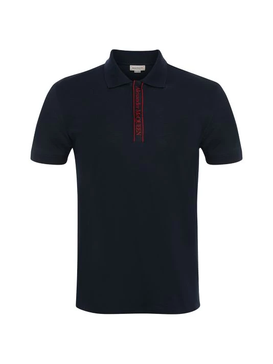 Alexander McQueen Logo Tape Piqué Polo Shirt For Men Bone Grey 3 Alexander McQueen Logo Tape Piqué Polo Shirt For Men Bone Grey - Image 3