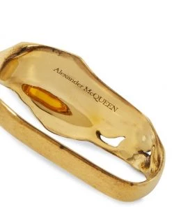 Alexander McQueen Crushed Chain Goldtone Double Ring -Alexander McQueen Elegant store unnamed file 1496