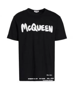 Alexander McQueen Graffiti Logo-Print T-Shirt For Men