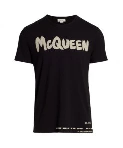 Alexander McQueen Graffiti T-Shirt For Men White Mix -Alexander McQueen Elegant store unnamed file 151