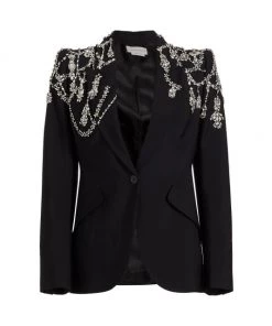 Alexander McQueen Single-Breasted Crystal-Embellished Blazer Black -Alexander McQueen Elegant store unnamed file 1514